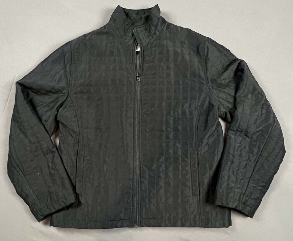 Lilly Pulitzer Quilted Black Full Zip Jacket Size L
